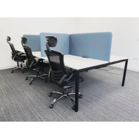 Nova U bench desk with dividers andand spider mesh chairs