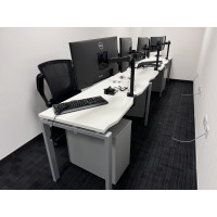Adapt 600mm deep bench desk with orbit mesh chairs