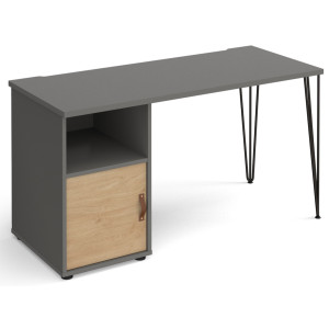 Tikal Desk with Hairpin Legs, Pedestal & Cupboard Door