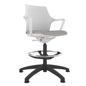 White Perforated Shell Draughtsman With Black Swivel Base