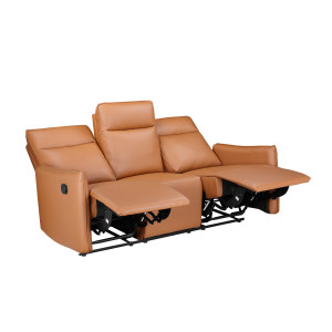 Lugo 3 Seater PU Cognac Recliner Chair