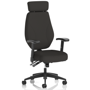 Nexus High Back Chair With Headrest Black Fabric