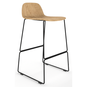 Almond Ash Shell Chair High Stool with Black Steel Frame