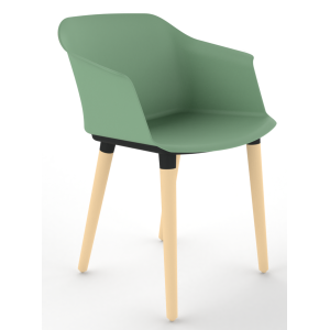 Cashew One Piece Moulded Chair with Wooden Legs