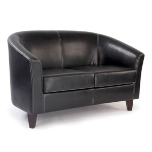 Metro High Back Tub Leather Effect 2 Seater