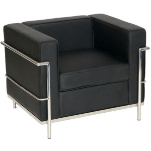 Korby Black Leather Single Seater Arm Chair