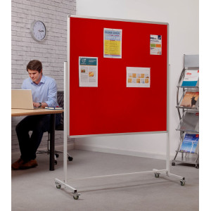 Mobile Noticeboard Whiteboard, 1 Side Felt, 1 Side Whiteboard