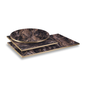 High Gloss Table Top with Metallic Gold Edging 