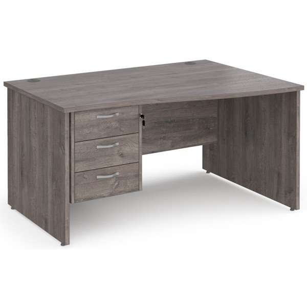 Maestro Panel End Wave Desk with Three Drawer Pedestal