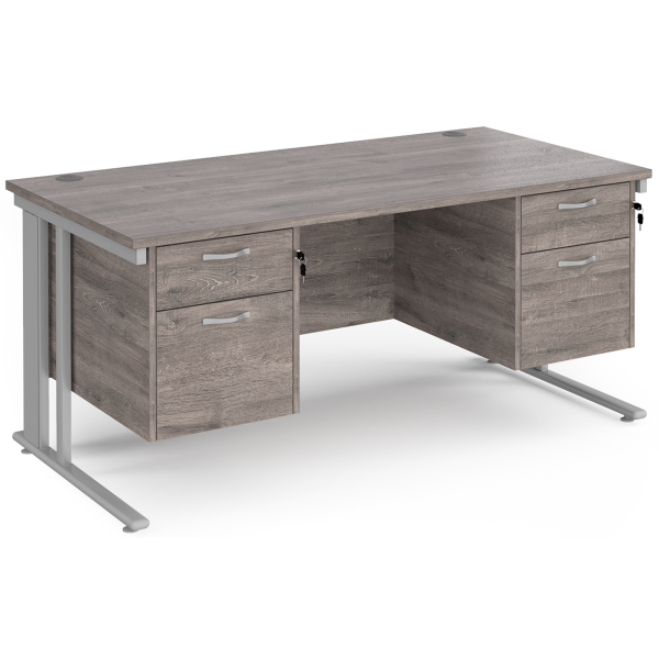 Maestro Cable Managed Desk with Twin Two Drawer Pedestals