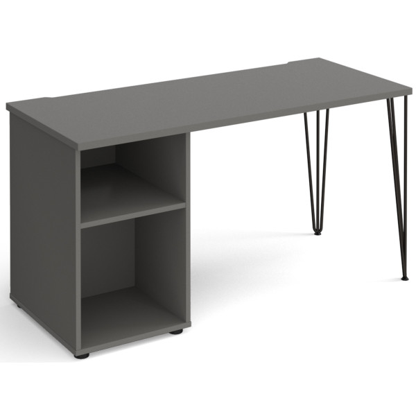 Tikal Straight Desk with Hairpin Leg and Support Pedestal