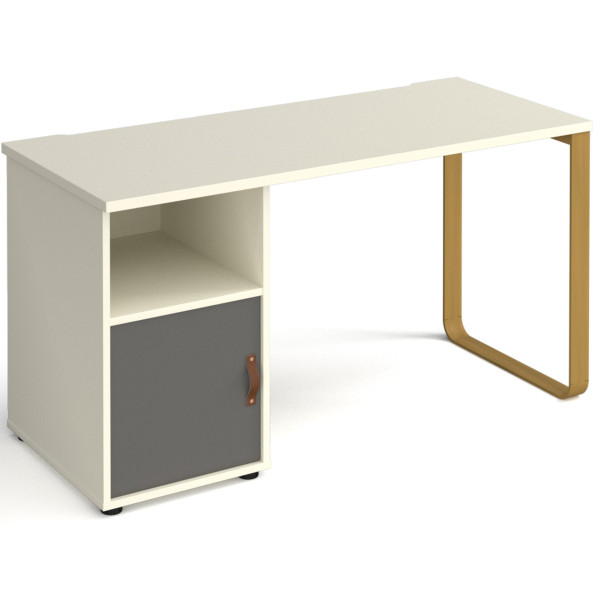 Cairo Straight Desk with Brass Leg and Integrated Cupboard