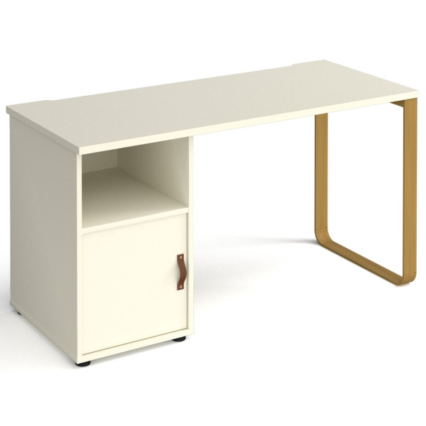 Cairo Straight Desk with Brass Leg and Integrated Cupboard