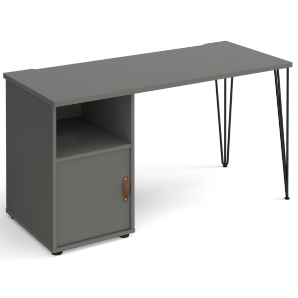 Tikal Desk with Hairpin Legs, Pedestal & Cupboard Door