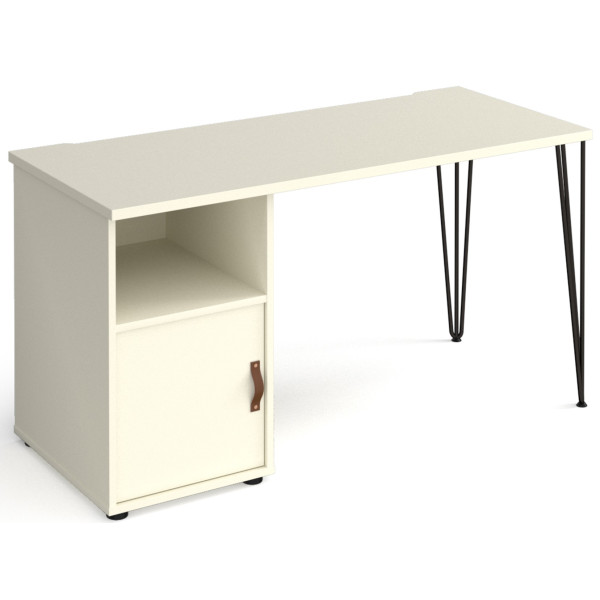 Tikal Desk with Hairpin Legs, Pedestal & Cupboard Door