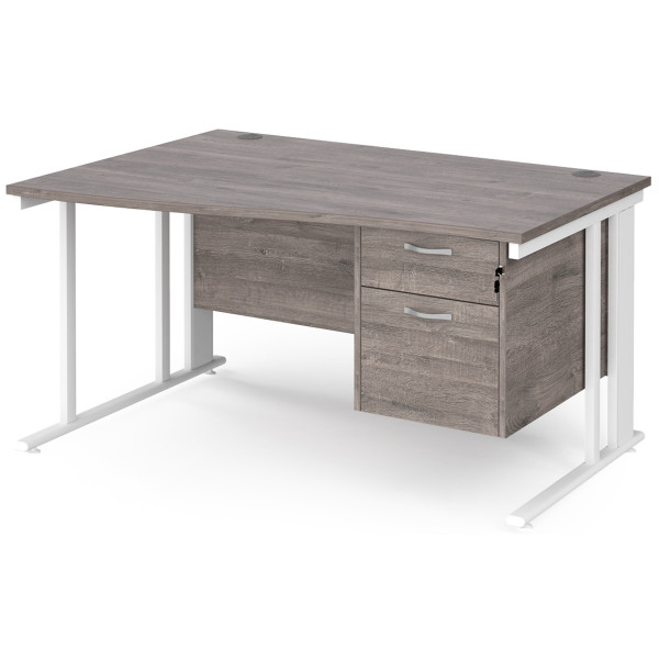 Maestro Cable Managed Leg Wave Desk with Two Drawer Pedestal