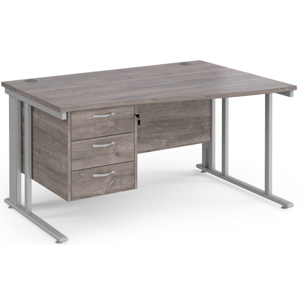 Maestro Cable Managed Leg Wave Desk with Three Drawer Pedestal