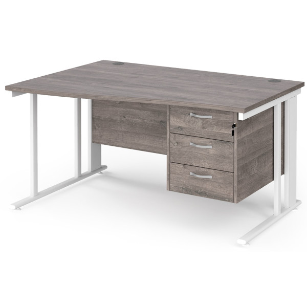 Maestro Cable Managed Leg Wave Desk with Three Drawer Pedestal