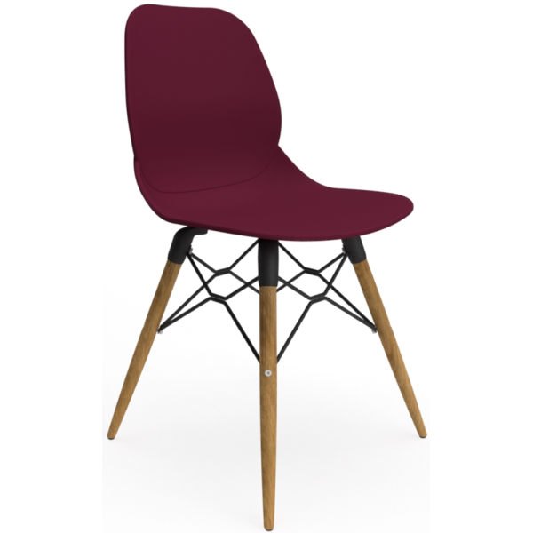 Coco Plastic Shell Chair with Wooden 4 leg Eiffel Frame