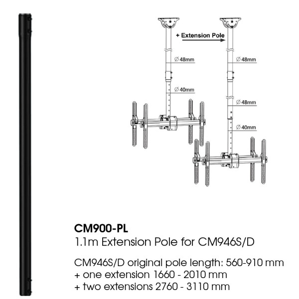 Heavy-duty Ceiling Mount TV Bracket w/ Tilt 25­­°, Swivel 360°, 6° Level Adjustment