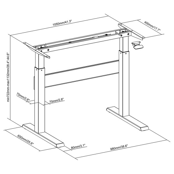 Geo Gas Spring Height Adjustable Pneumatic Desk 