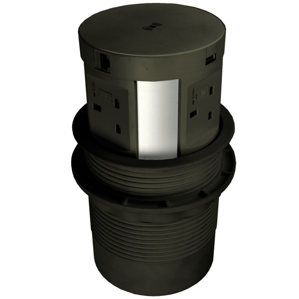 Desktop Pop Up Power Extension | 4 x UK PLUG, 1 x HDMI, 1 x RJ45/Ethernet, 2 x USB