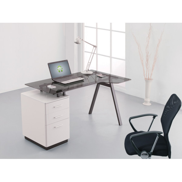 Cleveland 4 White And Grey Glass Desk