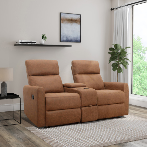 Daoulas Brown Double Recliner Sofa