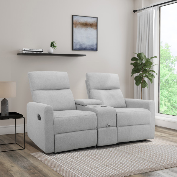 Daoulas Grey Fabric Double Recliner Sofa