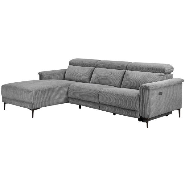 Lund Recliner Grey Corduroy Corner Sofa
