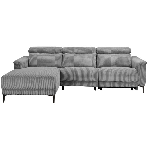 Lund Recliner Grey Corduroy Corner Sofa
