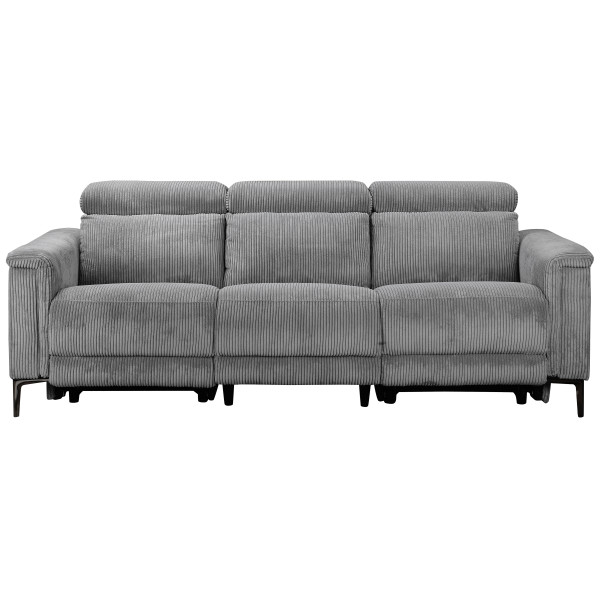 Lund 3 Seater Recliner Grey Corduroy Sofa