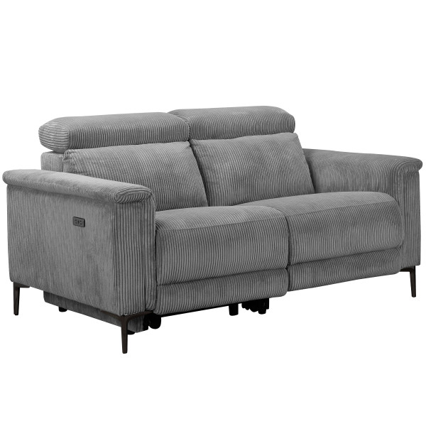 Lund 2 Seater Recliner Grey Corduroy Sofa