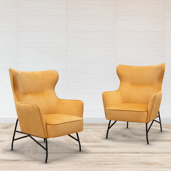 Alpha High Back Black Metal Frame Lounge Chair