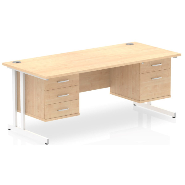 Rayleigh Cantilever Straight Desk with Double Fixed Pedestal