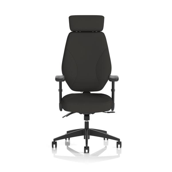 Nexus High Back Chair With Headrest Black Fabric