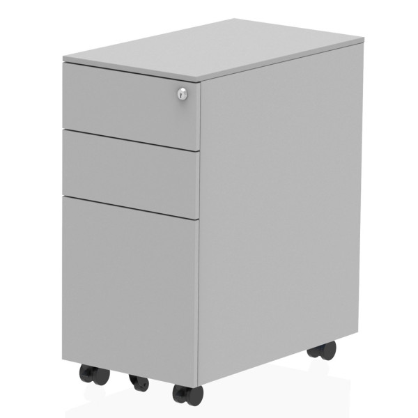 Rayleigh Steel 3 Drawer Slim Lockable Mobile Pedestal