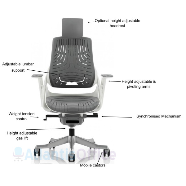 Zure Grey Elastomer Ergonomic Office Chair