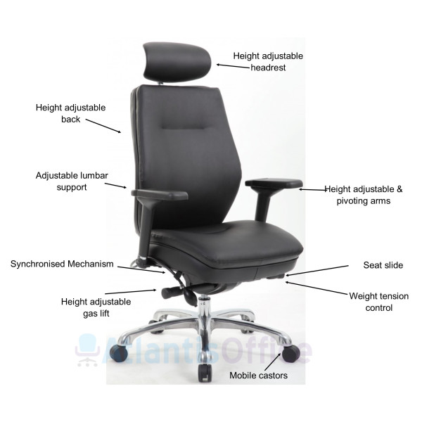 Domino Leather Ergonomic 24 Hour Office Chair