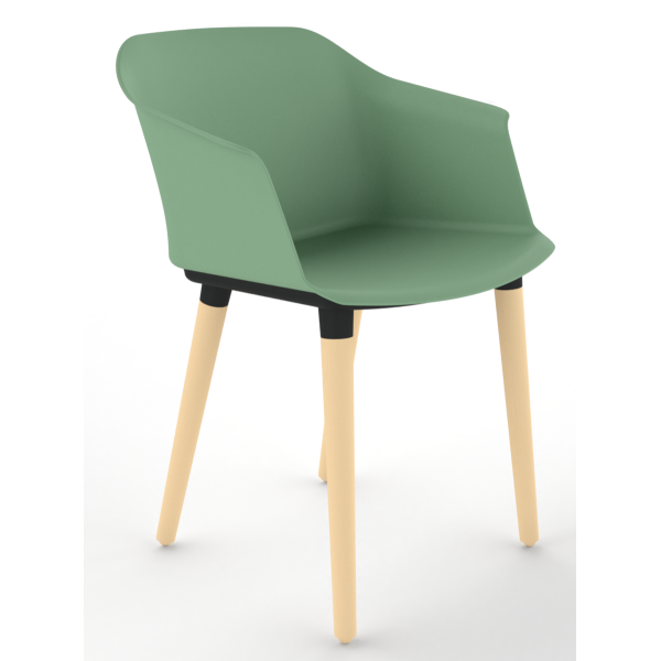 Cashew One Piece Moulded Chair with Wooden Legs