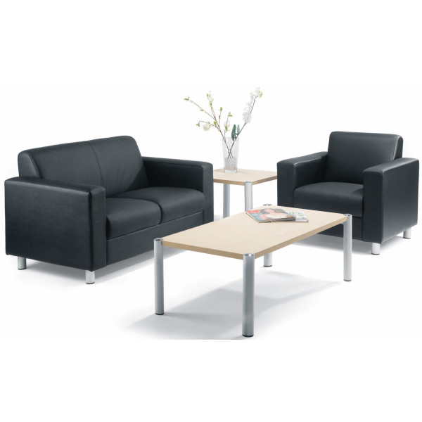 Iceberg Black Leather Reception Sofa