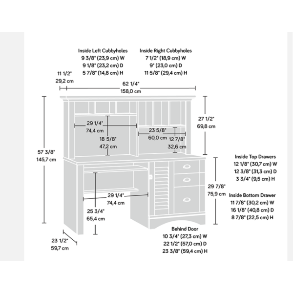 Louvre Hutch Home Office Desk With Storage