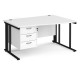 Maestro Cable Managed Leg Wave Desk with Three Drawer Pedestal