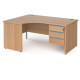 Harlow Panel End Ergonomic Desk with Three Drawer Pedestal