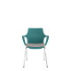 Turquoise Perforated Back Chair With Integrated Arms, Upholstered Seat And Chrome 4 Leg Frame