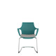 Turquoise Perforated Back Chair With Integrated Arms, Upholstered Seat And Chrome Cantilever Frame