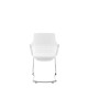 White Perforated Back Chair With Integrated Arms, Upholstered Seat And Chrome Cantilever Frame