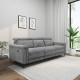 Lund 3 Seater Recliner Grey Corduroy Sofa