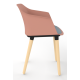 Cashew One Piece Moulded Chair with Wooden Legs and Upholstered Seat