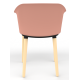 Cashew One Piece Moulded Chair with Wooden Legs and Upholstered Seat